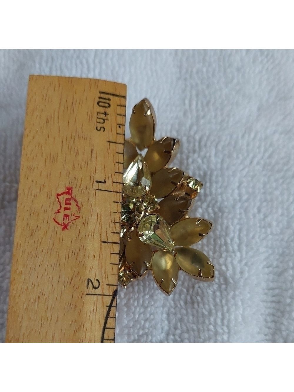 Vintage Citrine & Crystal Rhinestone Triangular Brooch - Picture 3 of 3